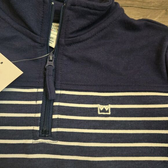 NWT Crown & Ivy Kids 3T Navy Half Zip Pullover Striped Cotton Blend Long Sleeve - Picture 2 of 8